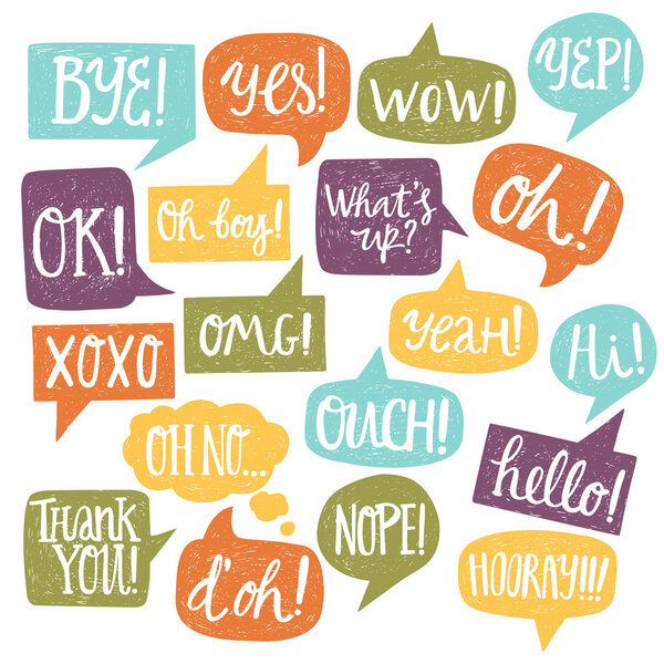 bubbles with handwritten short phrases