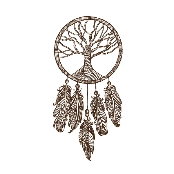 Indian dream catcher in a sketch style Royalty Free Vector