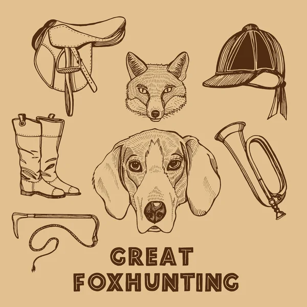 Engleză tradițională foxhunting — Vector de stoc