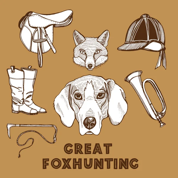 영어 전통적인 foxhunting — 스톡 벡터