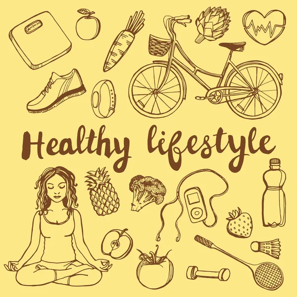 Conjunto de estilo de vida saudável —  Vetores de Stock