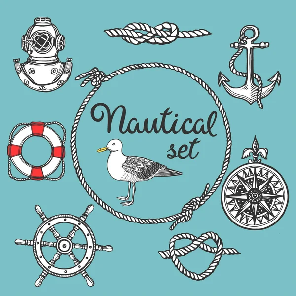 Nautische vintage set. — Stockvector