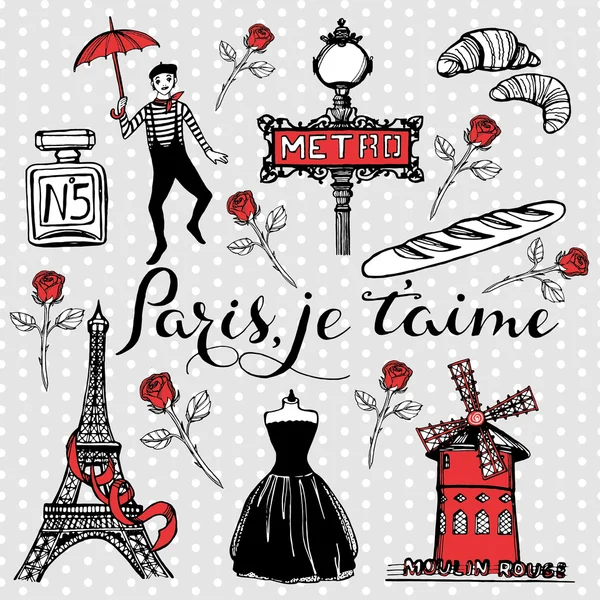 Romantic Paris set — Stock Vector