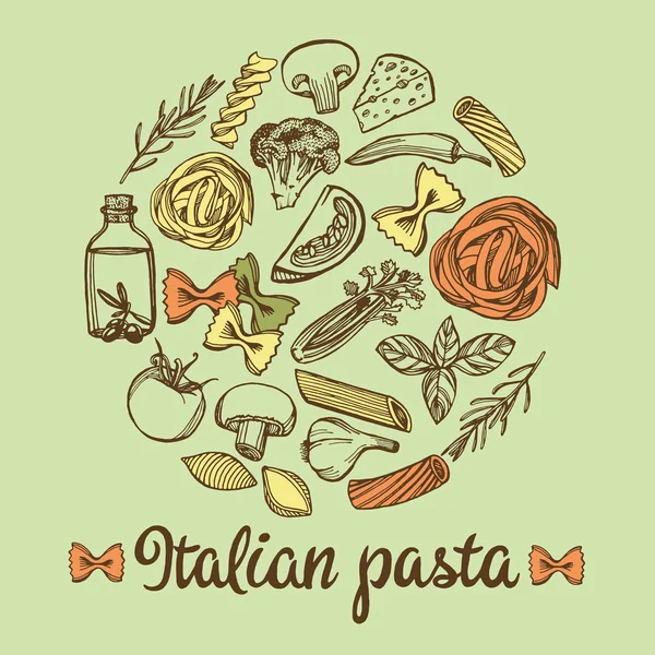 Ingredientes de pasta italiana — Vector de stock