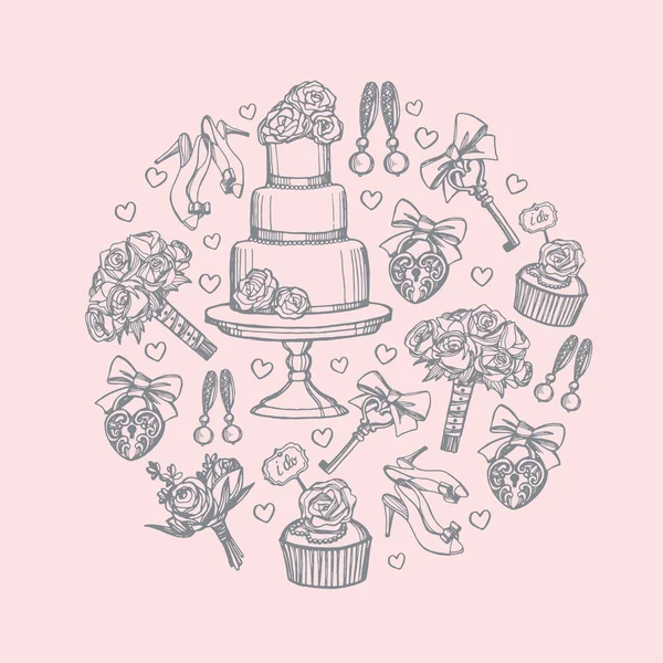 Modèle de mariage dessiné à la main — Image vectorielle