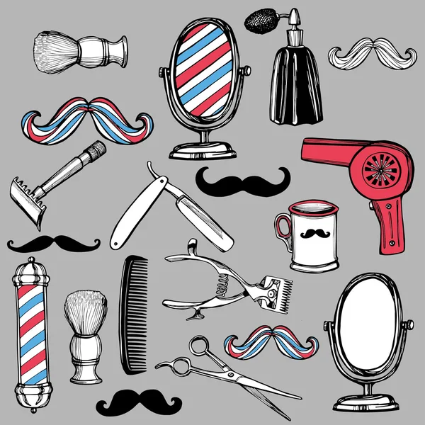 Retro barbershop set — Stock Vector