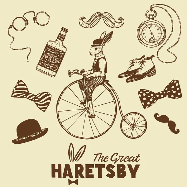 Hand drawn vintage gentleman set Stock Vector