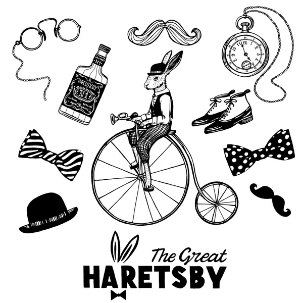 Hand drawn vintage gentleman set Stock Illustration