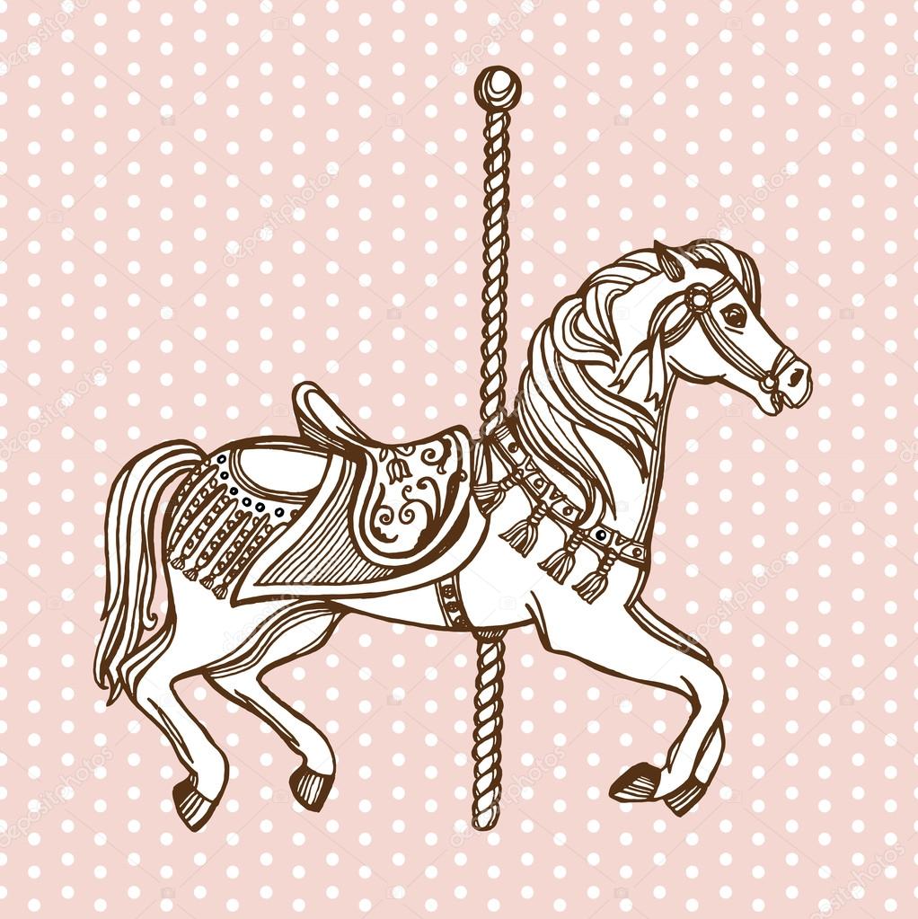 Hand drawn carousel horse