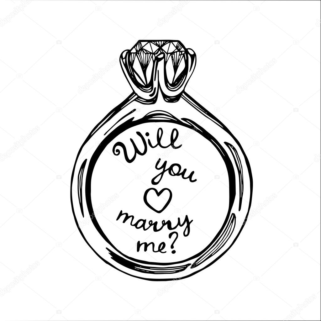 Hand drawn wedding ring ⬇ Vector Image by © a_bachelorette