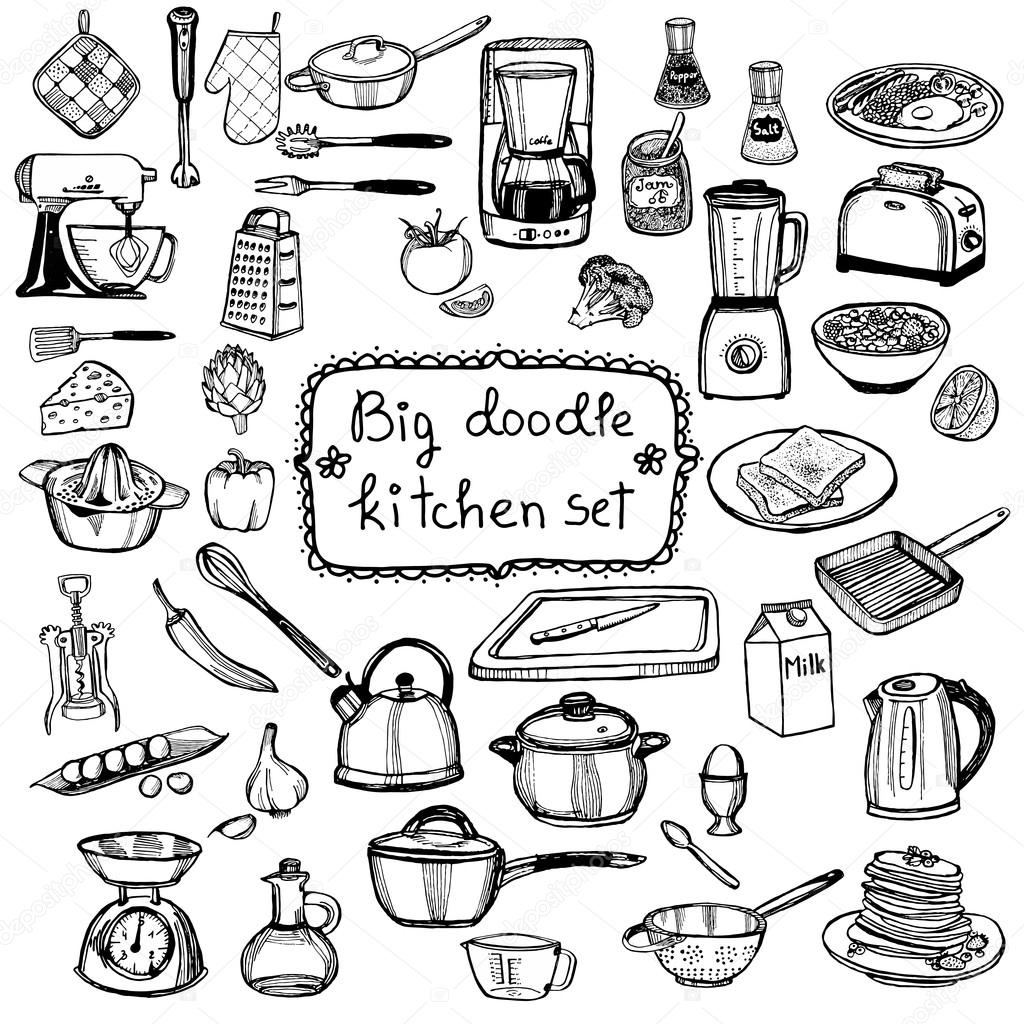Kitchen Items in Pencil, Realism Drawings, Cutlery, Utensils, Bowls, Chef