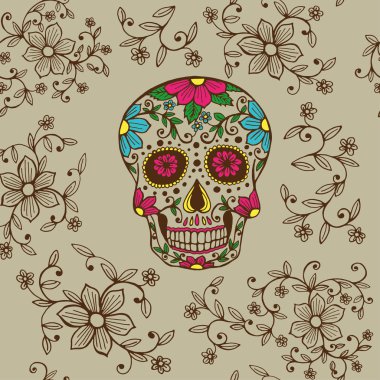 Kafatası ile çiçek süsleme