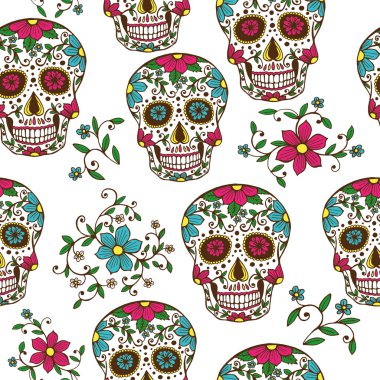 Skull with floral ornament clipart