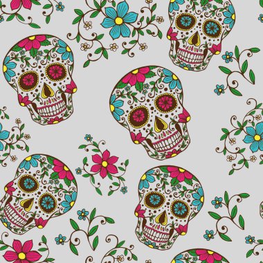 Kafatası ile çiçek süsleme