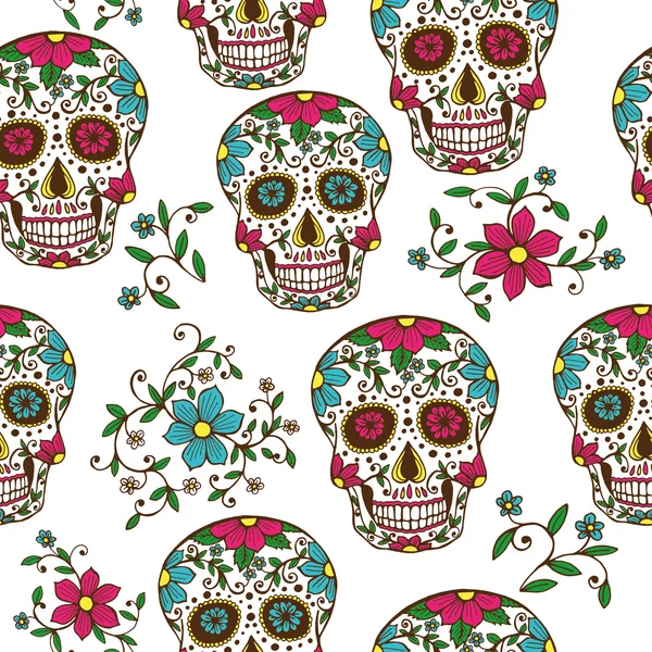 Calavera con adorno floral — Vector de stock