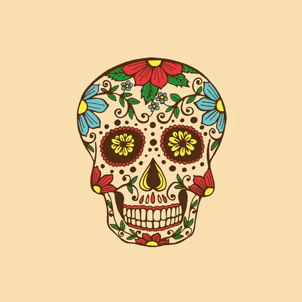 Calavera con adorno floral — Vector de stock