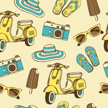 Retro yaz tatil seamless modeli