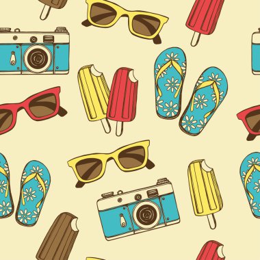 Retro yaz tatil seamless modeli