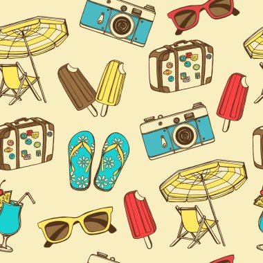 Retro yaz tatil seamless modeli
