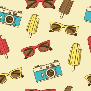Retro yaz tatil seamless modeli