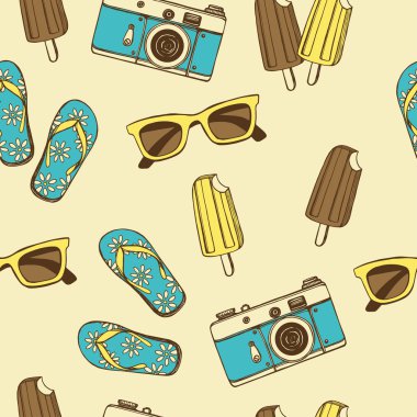 Retro yaz tatil seamless modeli