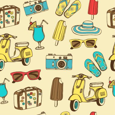 Retro yaz tatil seamless modeli