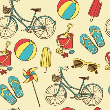 Retro yaz tatil seamless modeli