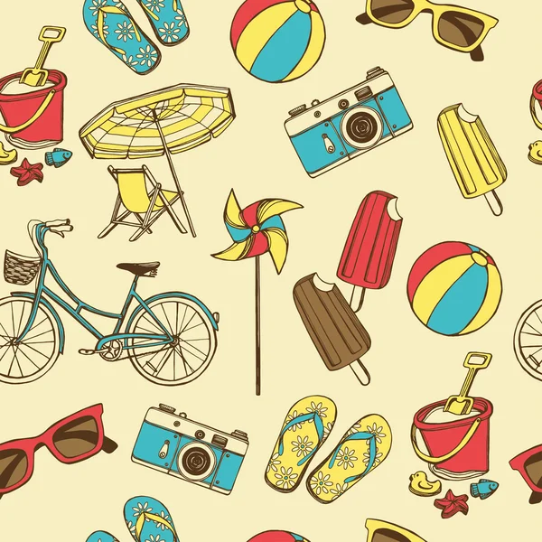 Retro summer vacation seamless pattern — Stock Vector