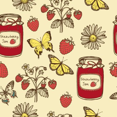 Elle çizilmiş vintage yaz Dikişsiz desen