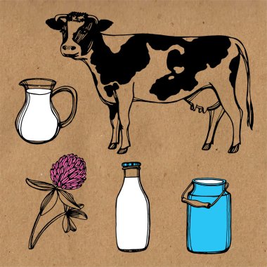 Elle çizilmiş çiftlik seti