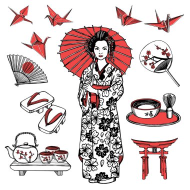 Elle çizilmiş Japonca ayarlamak