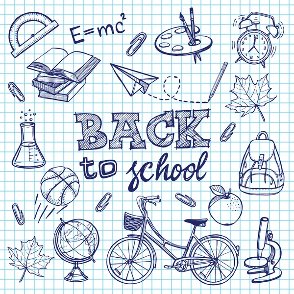 School leveringen en terug naar school inscriptie — Stockvector