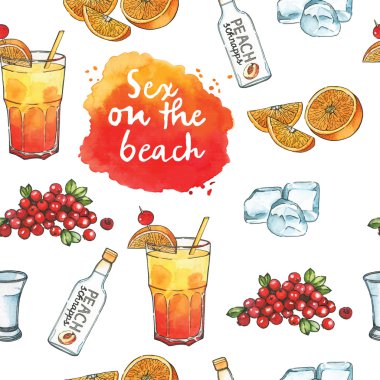 Kokteyl ve malzemeler seamless modeli