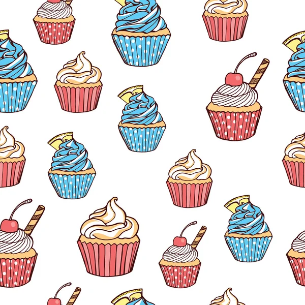 Cupcakes desenhados à mão —  Vetores de Stock