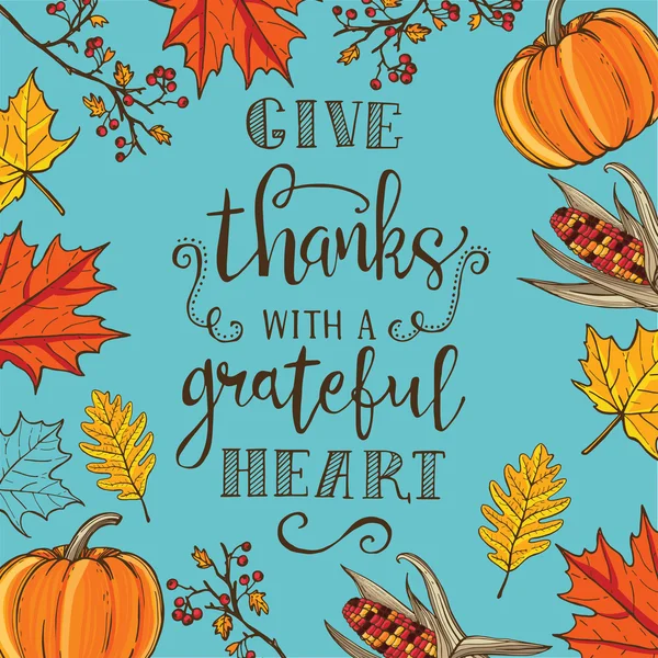 Винтажная открытка на День Благодарения . — стоковый вектор