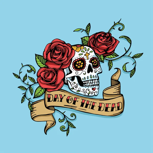 Hand drawn Day of dead Mexican — Stock Vector