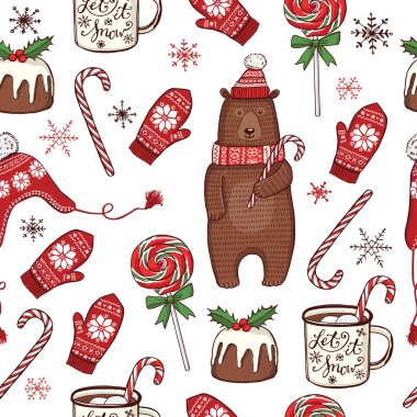 El çizimi Noel pürüzsüz desen.