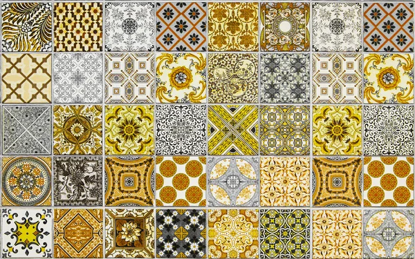 Carreaux de céramique motifs de Portugal ton jaune — Photo