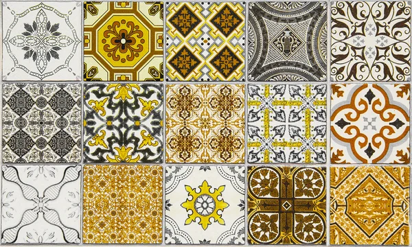 Carreaux de céramique motifs de Portugal ton jaune — Photo