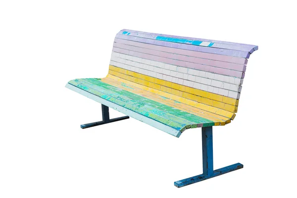 Cool Bench dipinto nei colori dell'arcobaleno. Isolato su Whi — Foto Stock