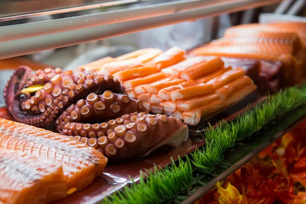 Food and Japanese food  sashimi  in glass box — Stock Photo, Image