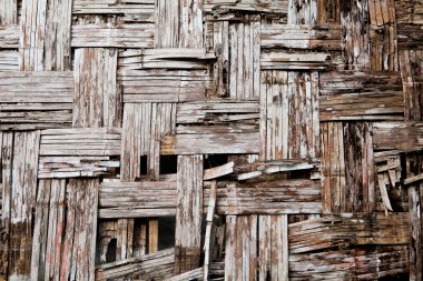 Yerli Tay tarzında bambu duvar. Bambu desen sepetçilik el yapımı