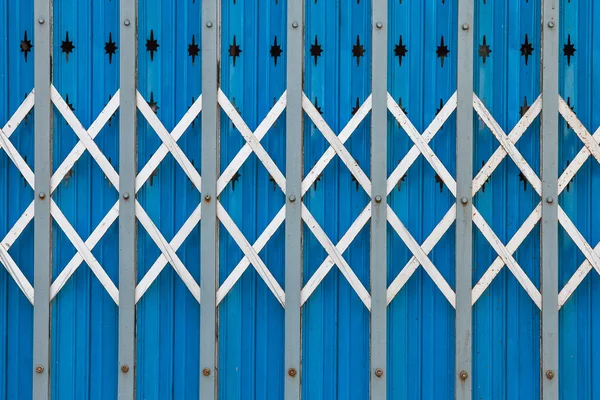 Old style of closed blue steel door — Stock Photo, Image