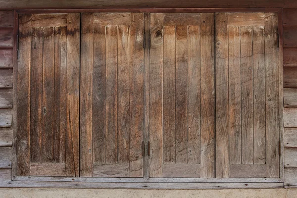 Windows made of old wood, old wood textures backgrounds — Stock Photo, Image