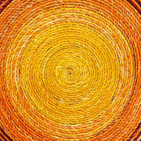 Βιοτεχνίας ύφανση υφή από το κίτρινο σχοινί spiral μοτίβο — Φωτογραφία Αρχείου