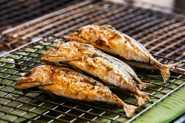 Comida saudável. Cozinhar peixe. Fechar de fresco grelhado (frito  ) — Fotografia de Stock