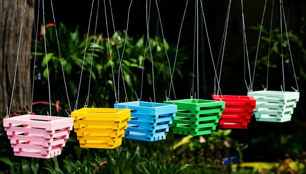 Colorful of hanging planter in the garden — Stock Photo, Image