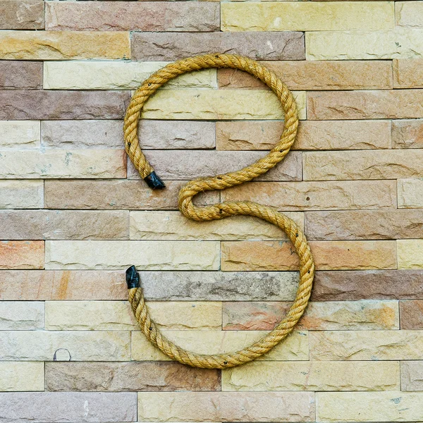 ロープ数木字石の背景に — ストック写真