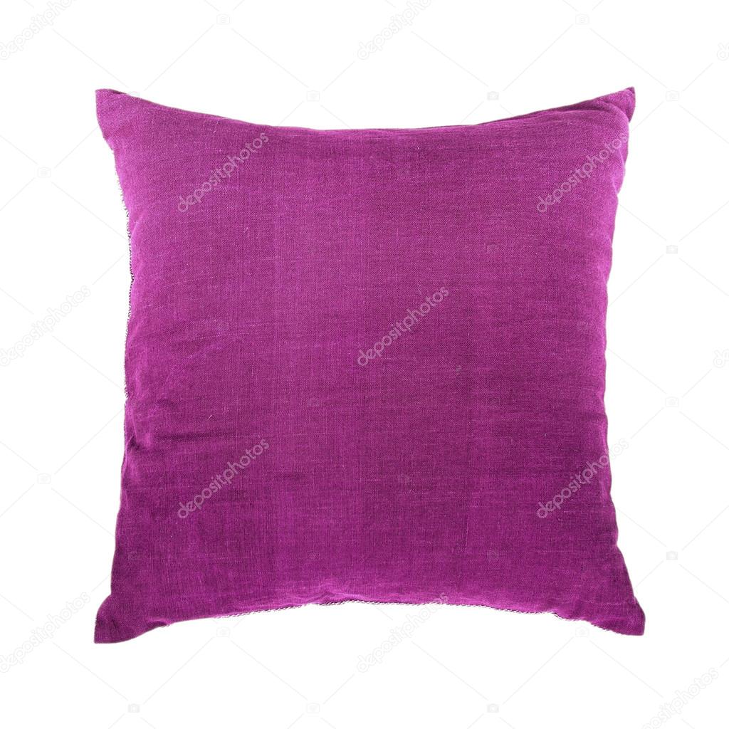 bright purple pillow isolated on white background