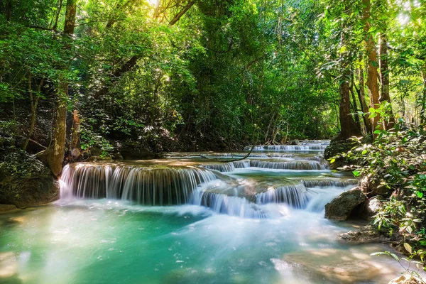 Erawan Vízesés Emelet Nemzeti Park Thaiföld — Stock Fotó